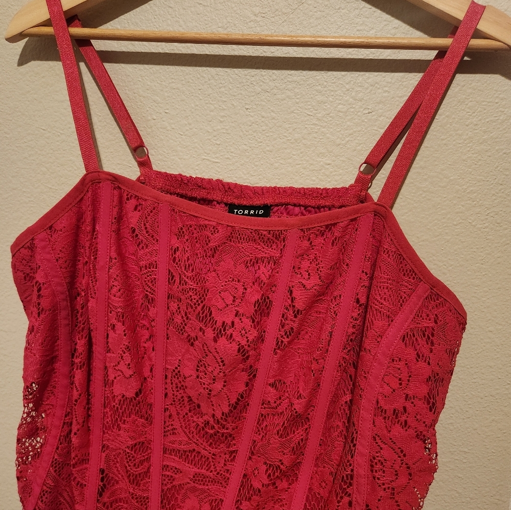 Torrid Fuchsia Lace Camisole - Picture 2 of 3